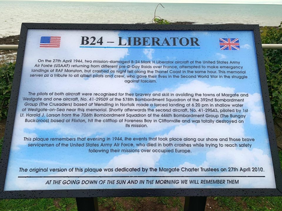 , Close up view of memorial plaque in Westgate-on-Sea